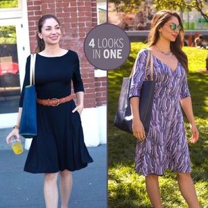 Betabrand Reversible Round-Trip Navy Blue Dress 3/4 Sleeve Small S (Beta Brand)